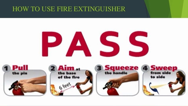 Type and Use of Fire Extinguisher
- How to use Fire Extinguisher???
ïµAim at the base of the
fireâ€¦
Hit the fuel.
If you aim...