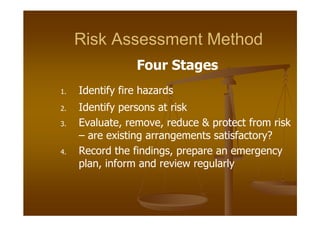 RECOMMENDATION CONTROL OF FIRE HAZARD