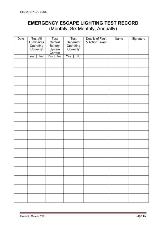 Fire safety-log-book-2012 | PDF
