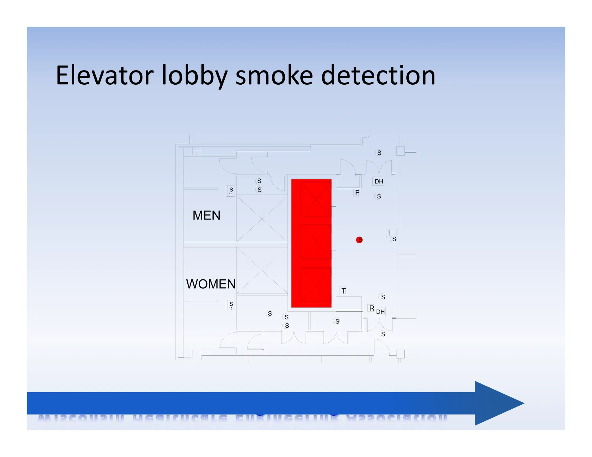 F
S
T
DH
R
DH
MEN
WOMEN
15
S
15
S
S
S
S
S
S
S
S
S
S
S
S
Elevator lobby smoke detection
 
