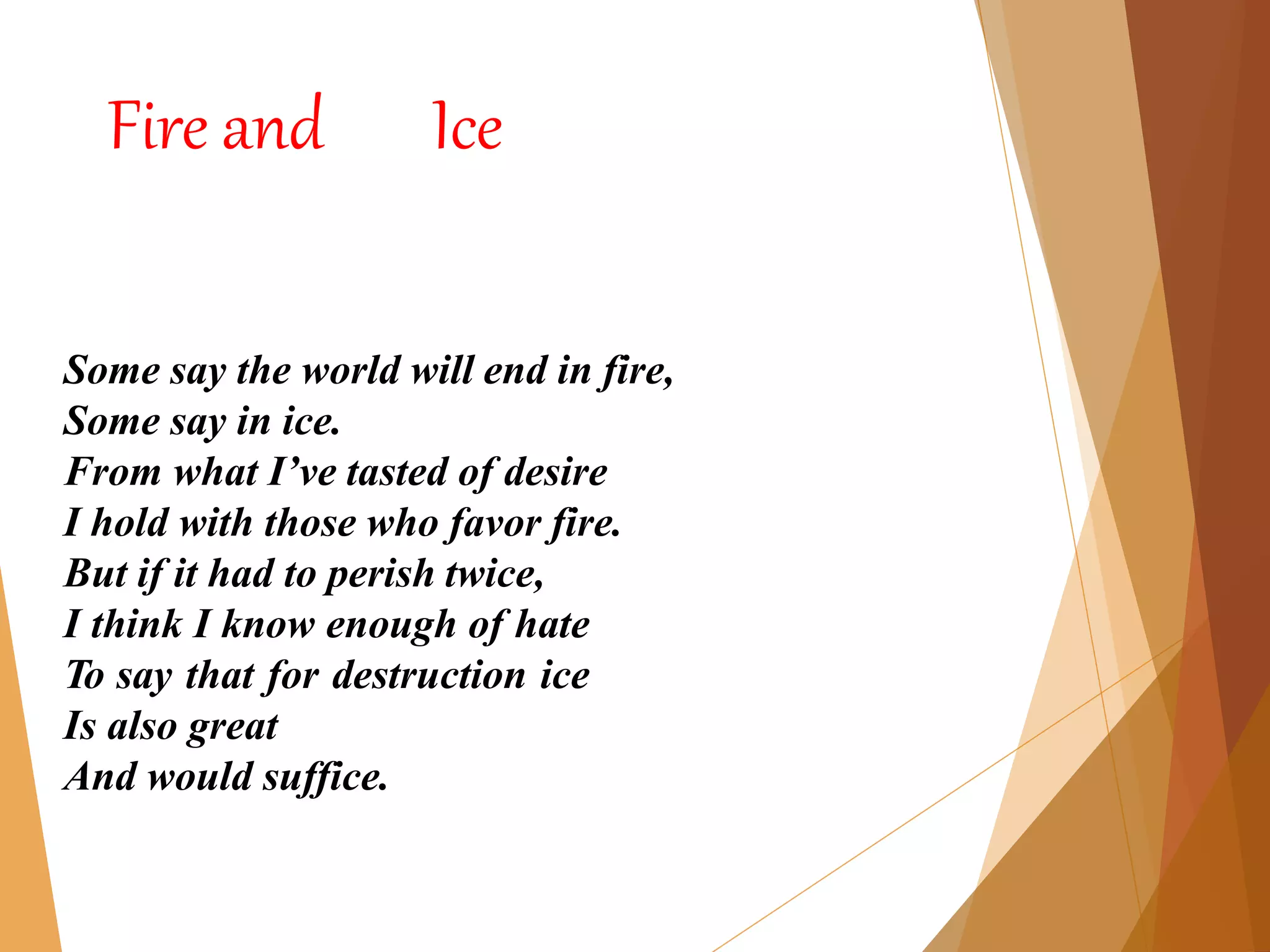 Fire and ice poem x PPT