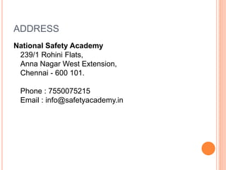Fire and safety course in chennai | PPTX