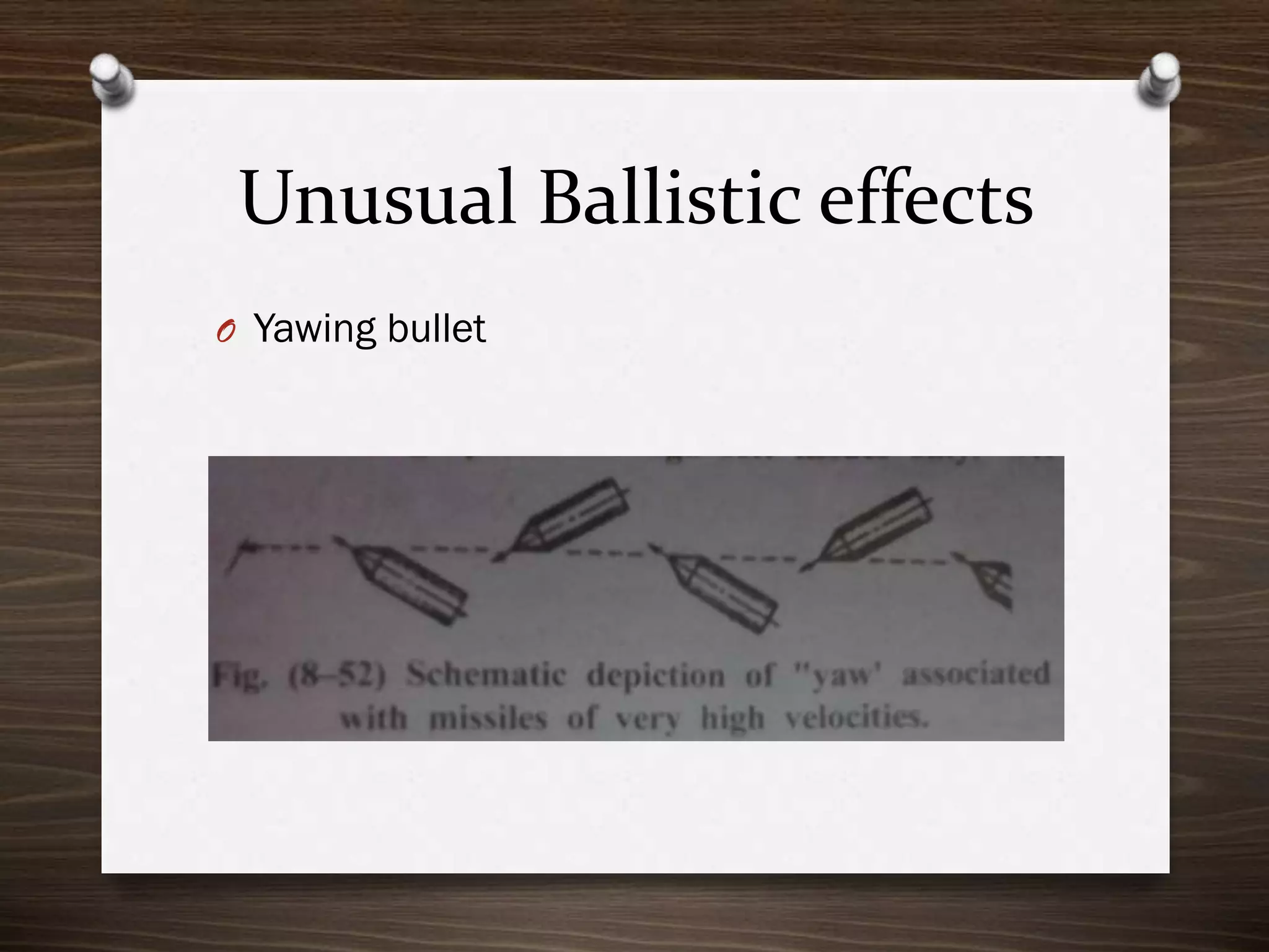 Unusual Ballistic effects
O Yawing bullet

 