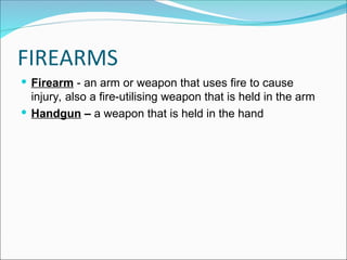 Berna Firearm Injuries FIREARM INJURIES ppt for mbbs practical and viva | PPT