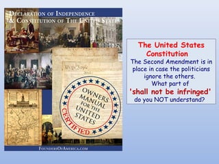 The United States
    Constitution  
The Second Amendment is in
 place in case the politicians
     ignore the others. 
        What part of
'shall not be infringed'
 do you NOT understand? 
 