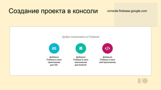 Создание проекта в консоли console.firebase.google.com
 