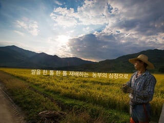 쌀을 한 톨 한 톨 재배하는 농부의 심정으로
 