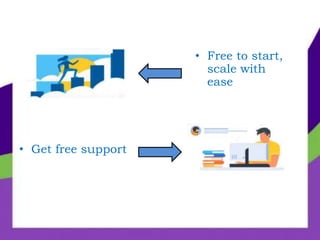 • Get free support
• Free to start,
scale with
ease
 
