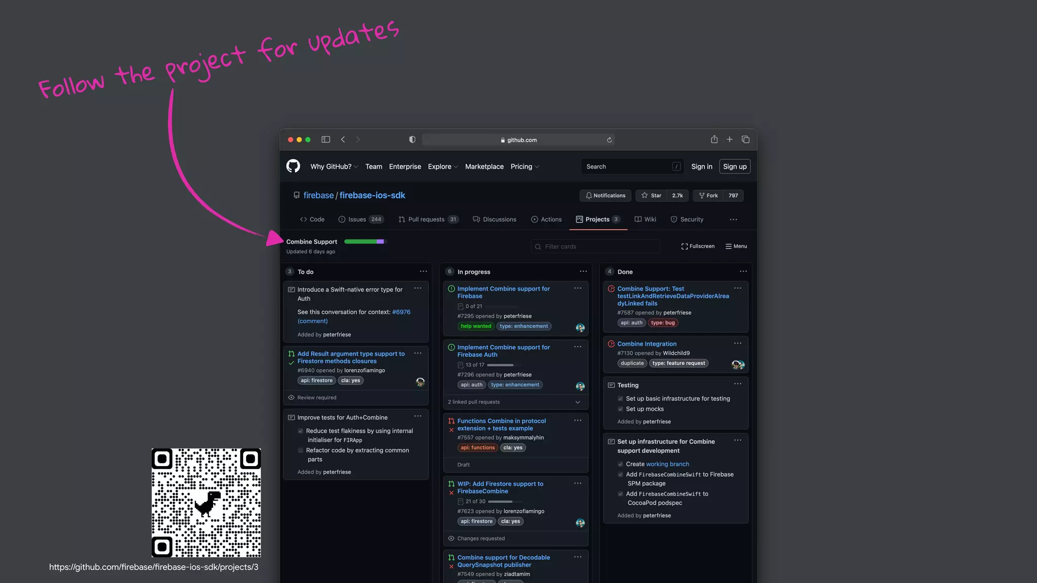 Follow the project for updates
h"ps://github.com/#rebase/#rebase-ios-sdk/projects/3
 