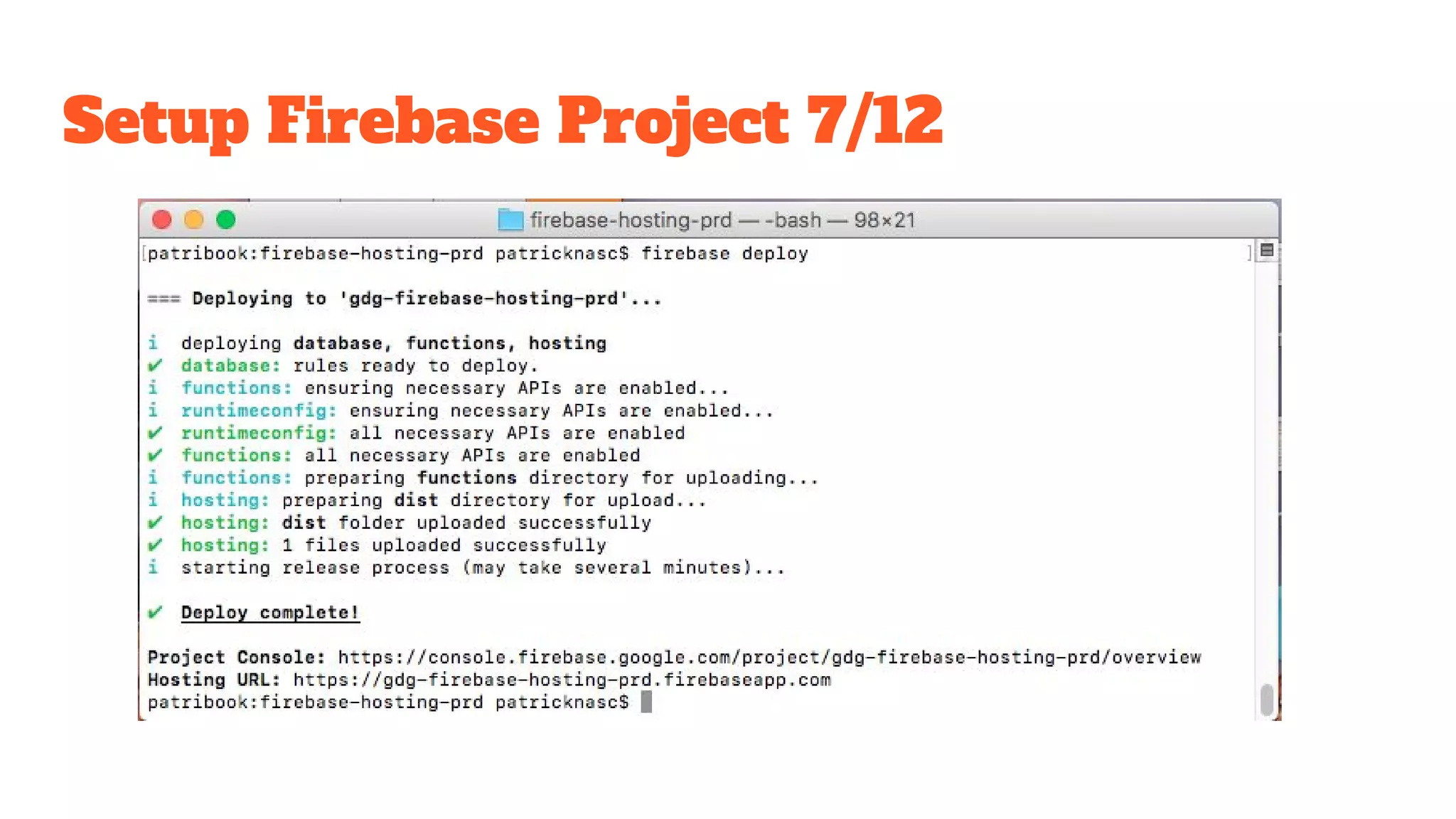 Setup Firebase Project 7/12 