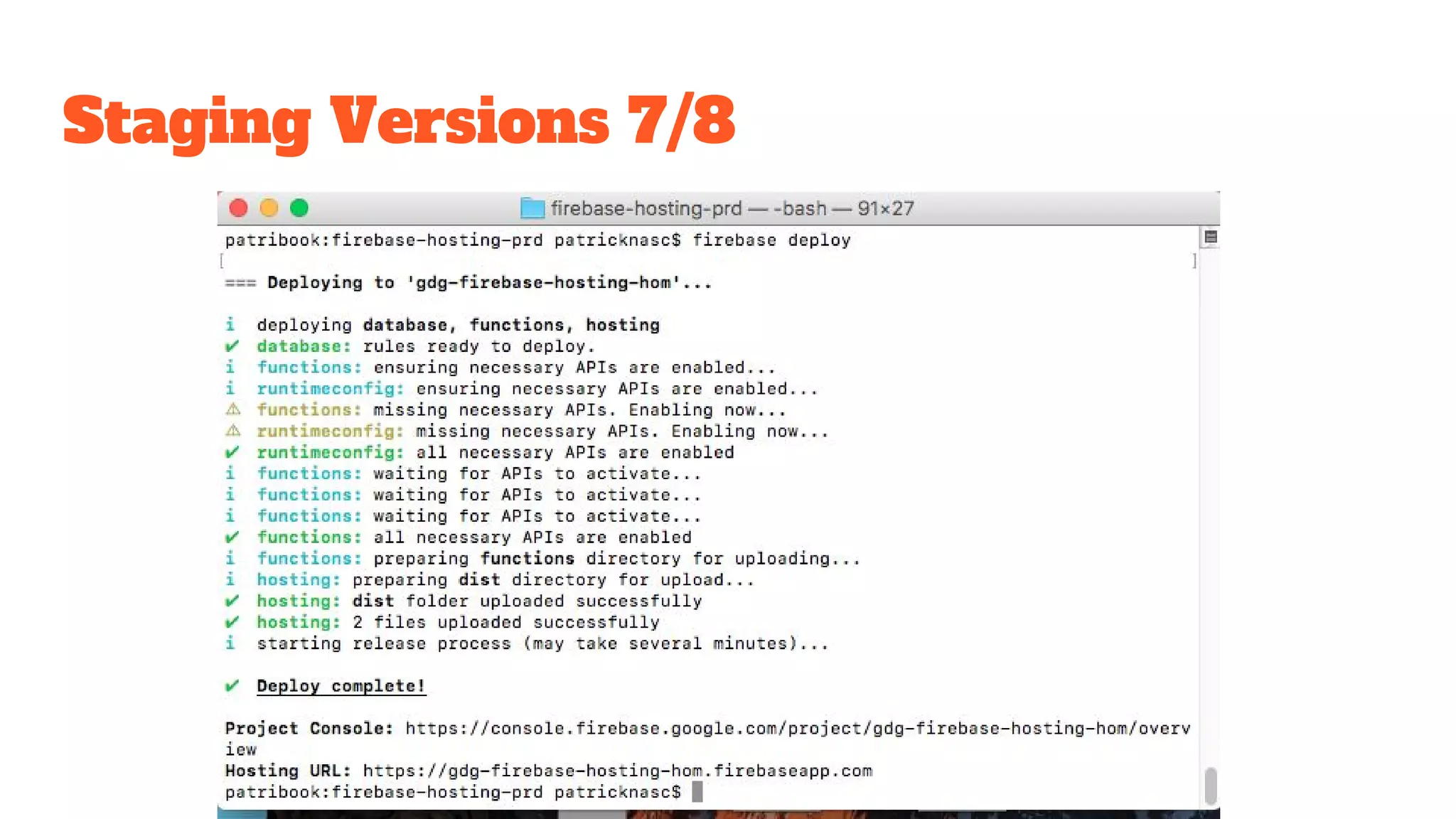 Staging Versions 7/8 