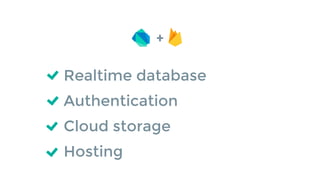Realtime database
Authentication
Cloud storage
Hosting
+
 