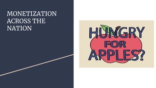 MONETIZATION
ACROSS THE
NATION
 