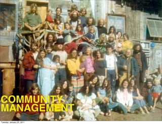 COMMUNITY
MANAGEMENT
Tuesday, January 25, 2011
 