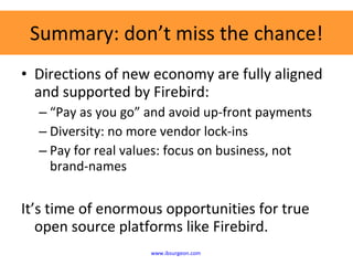 Summary: don’t miss the chance! <ul><li>Directions of new economy are fully aligned and supported by Firebird: </li></ul><...
