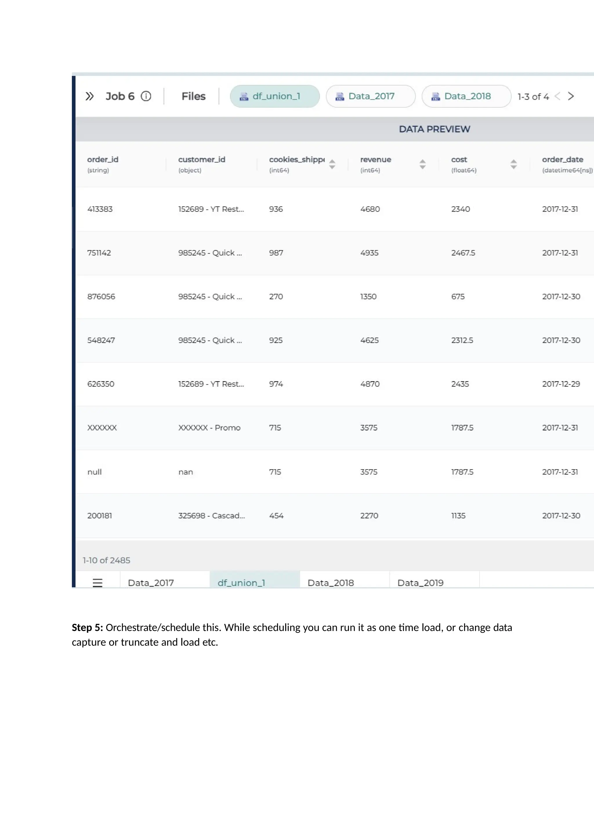 Step 5: Orchestrate/schedule this. While scheduling you can run it as one time load, or change data
capture or truncate and load etc.
 