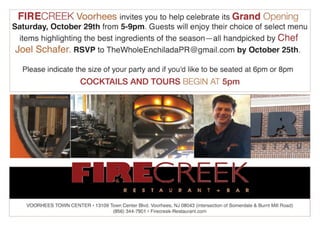Friends and Family invite for Firecreek Restaurant + Bar