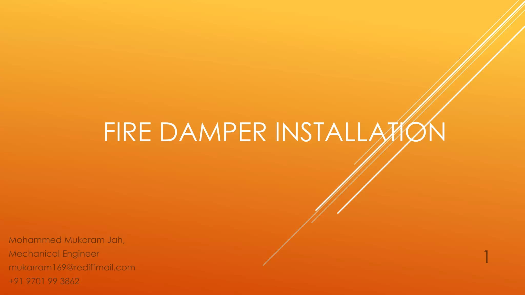 Fire dampers installation PPT