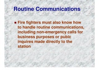 FIRE DEPARTMENT COMMUNICATIONS
