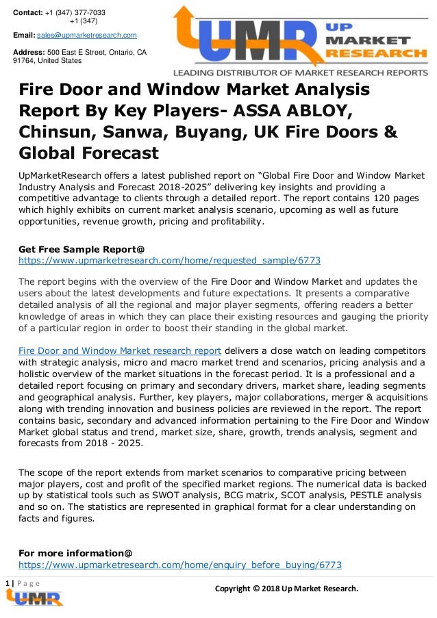 Fire Door And Window Market Analysis Report By Key Players