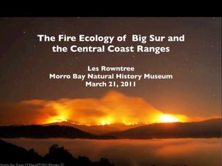 The Fire Ecology of Big Sur and
  the Central Coast Ranges

            Les Rowntree
  Morro Bay Natural History Museum
           March 21, 2011
 