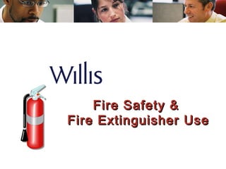 EXTINGUISHER
Fire Safety &Fire Safety &
Fire Extinguisher UseFire Extinguisher Use
 