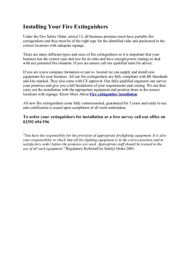 Fire extinguisher installation