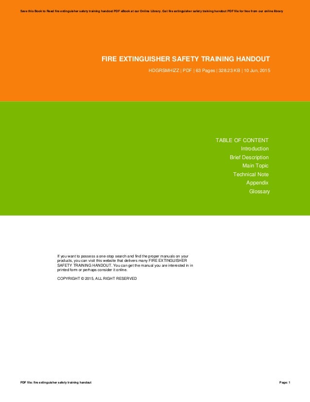 Fire extinguisher safety training handout