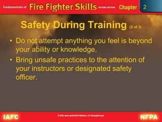 2
Safety During Training (2 of 3)
• Do not attempt anything you feel is beyond
your ability or knowledge.
• Bring unsafe practices to the attention of
your instructors or designated safety
officer.
 