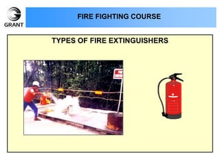 TYPES OF FIRE EXTINGUISHERS
FIRE FIGHTING COURSE
 