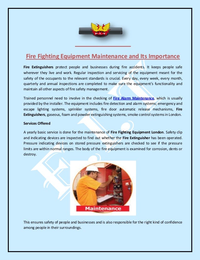 Fire Fighting Equipment Maintenance and Its Importance