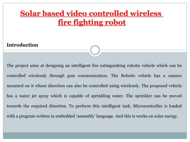 Fire fighting robot | PPTX