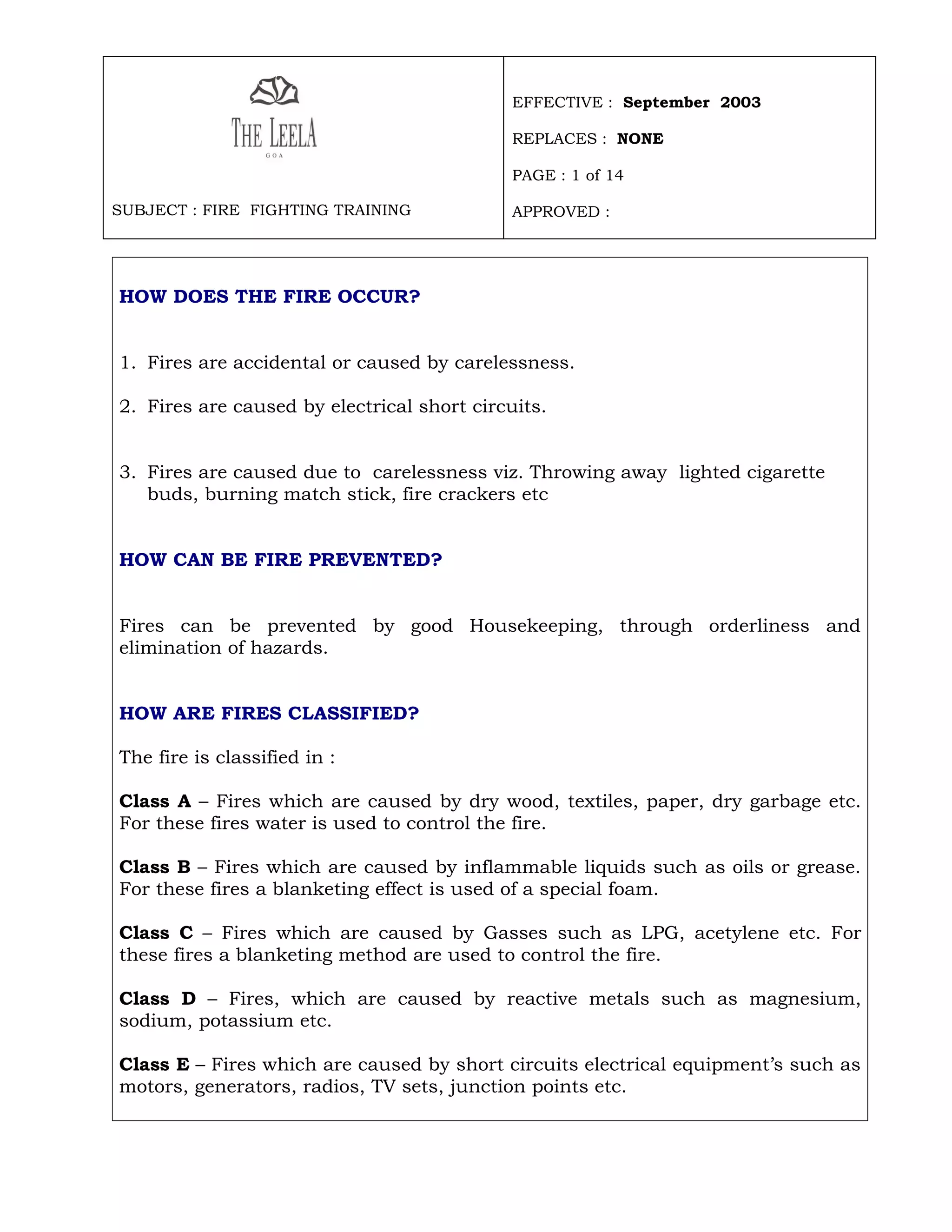 Fire Fighting Training Manual 2003 PDF