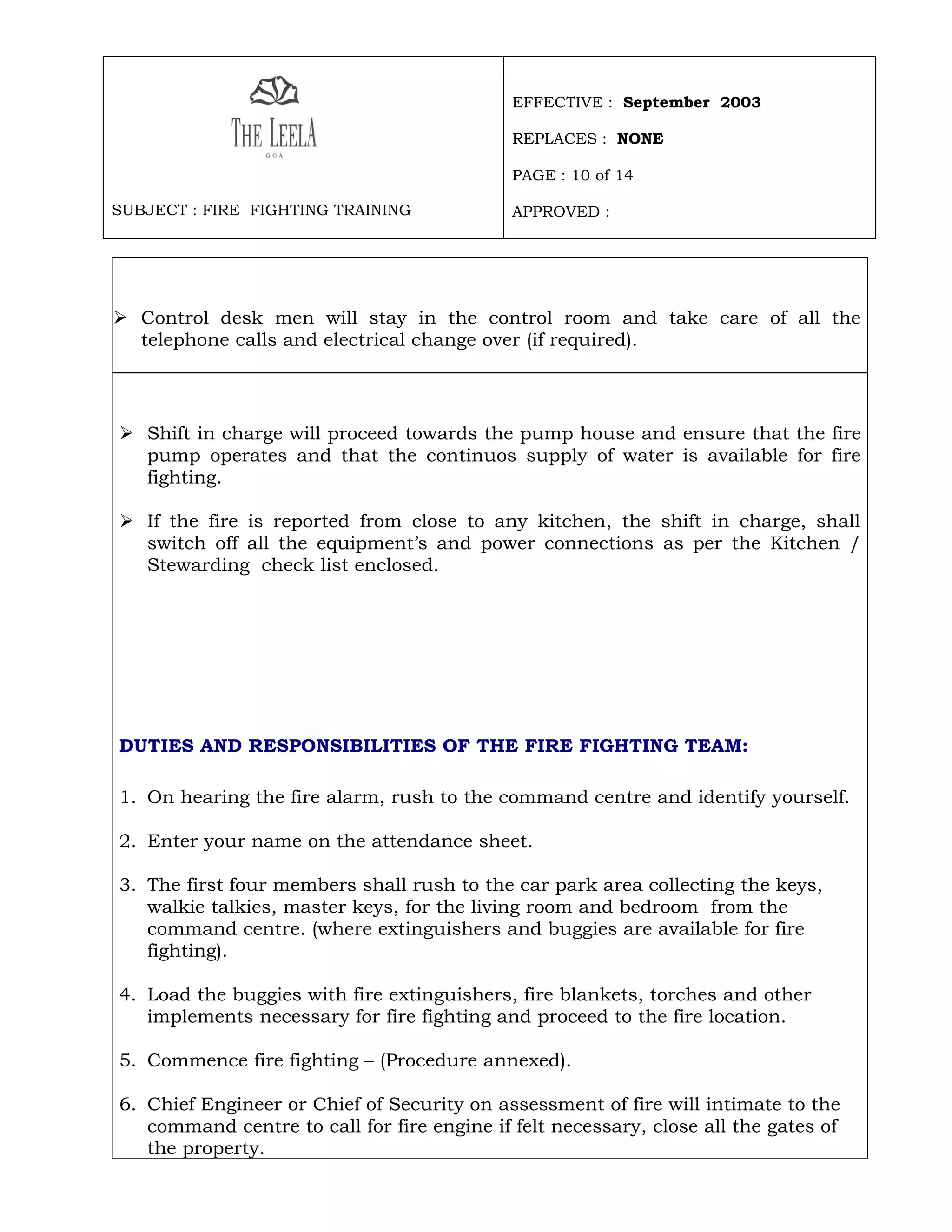 Fire Fighting Training Manual 2003 | DOC
