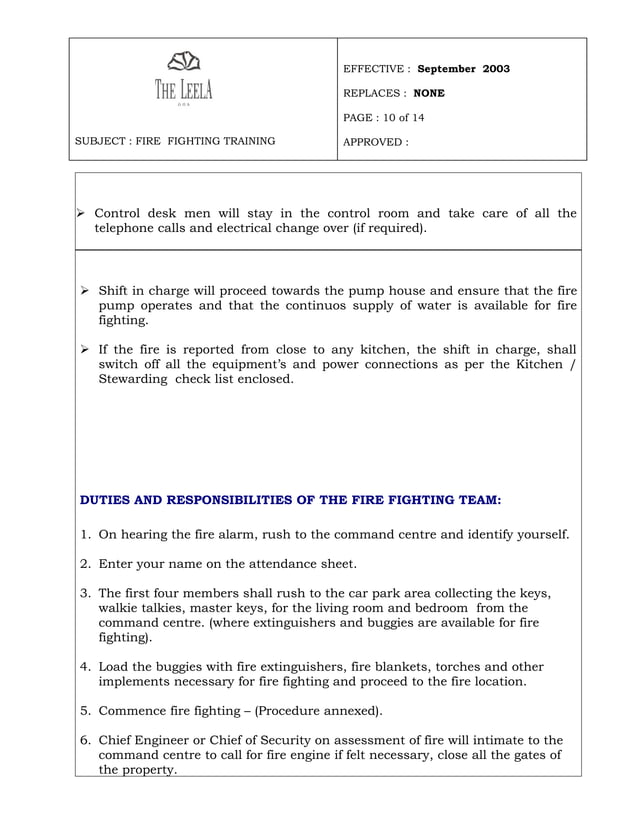 Fire Fighting Training Manual 2003