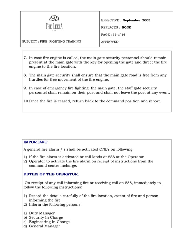 Fire Fighting Training Manual 2003