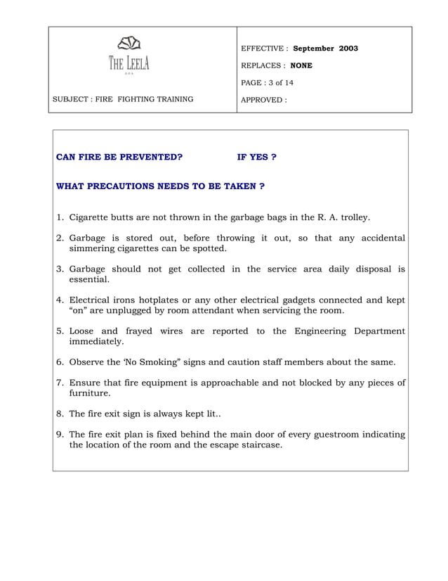 Fire Fighting Training Manual 2003