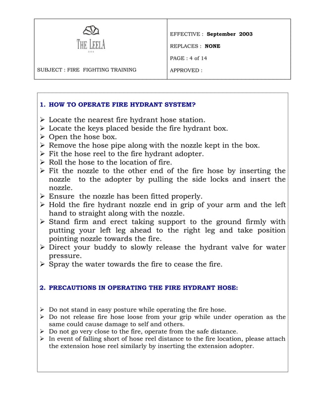 Fire Fighting Training Manual 2003