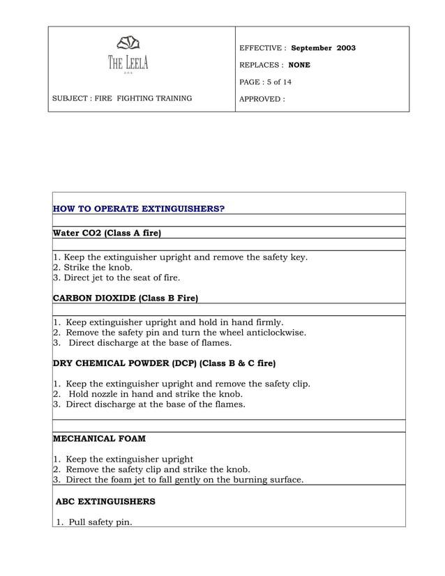 Fire Fighting Training Manual 2003