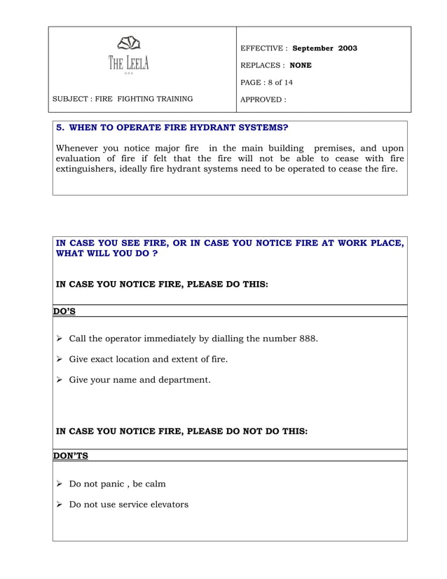 Fire Fighting Training Manual 2003