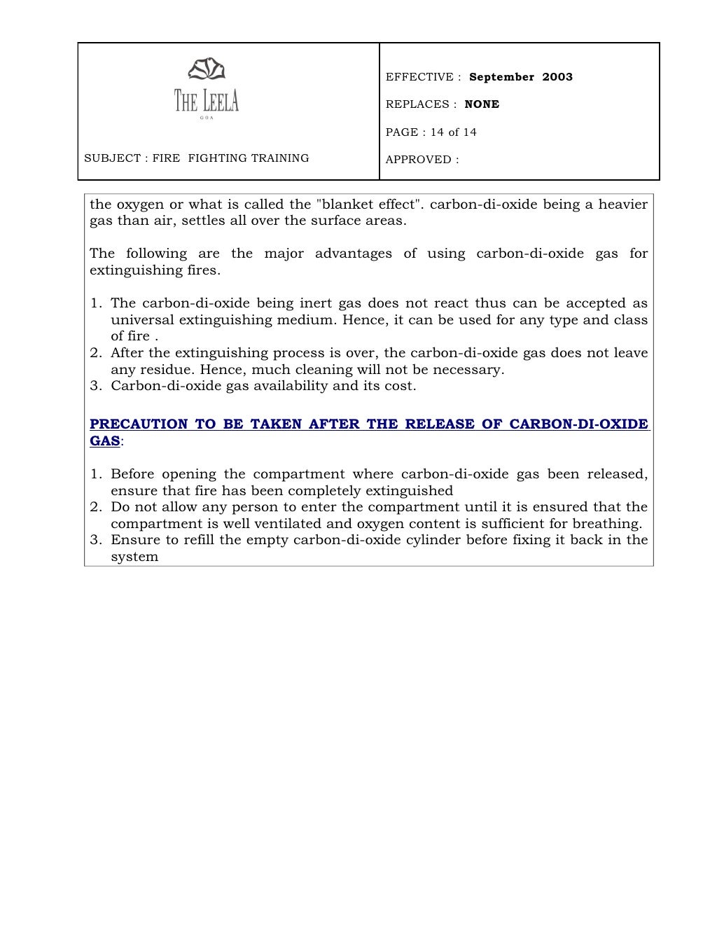 Fire Fighting Training Manual 2003