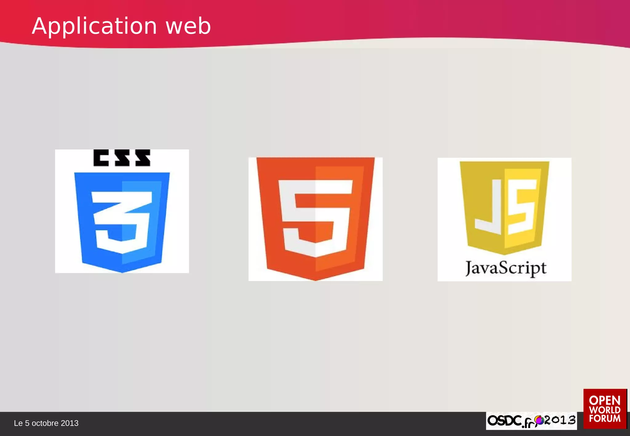 Le 5 octobre 2013
Application web
 