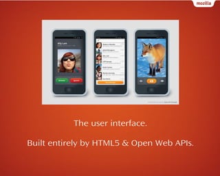 The user interface.
Built entirely by HTML5 & Open Web APIs.

 