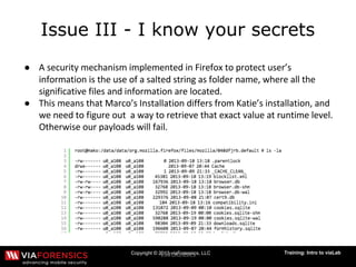 Copyright © 2013 viaForensics, LLC Training: Intro to viaLab
Issue III - I know your secrets
●
●
 
