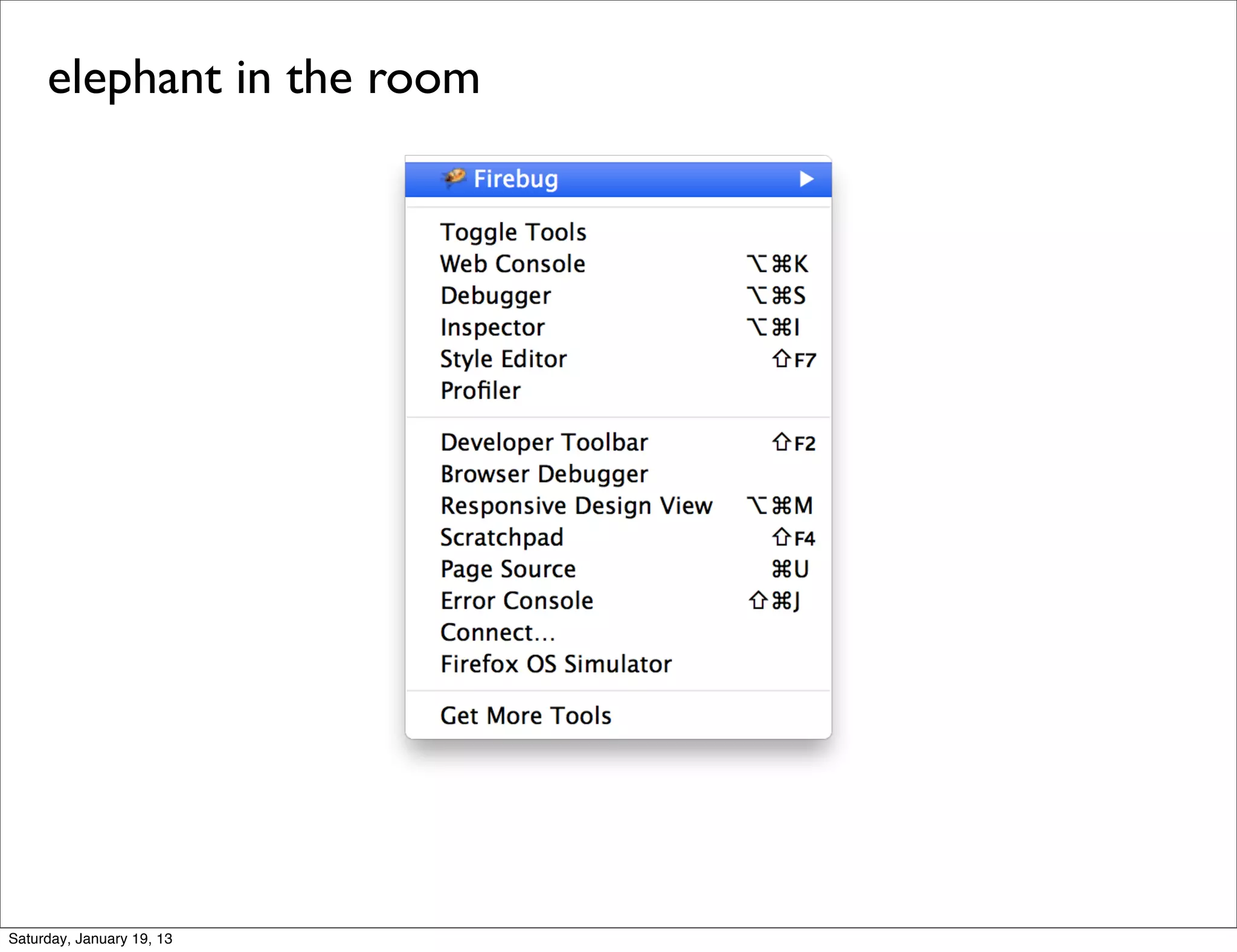 elephant in the room




Saturday, January 19, 13
 