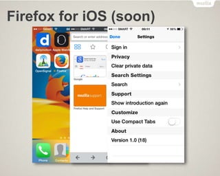 Firefox for iOS (soon)
 