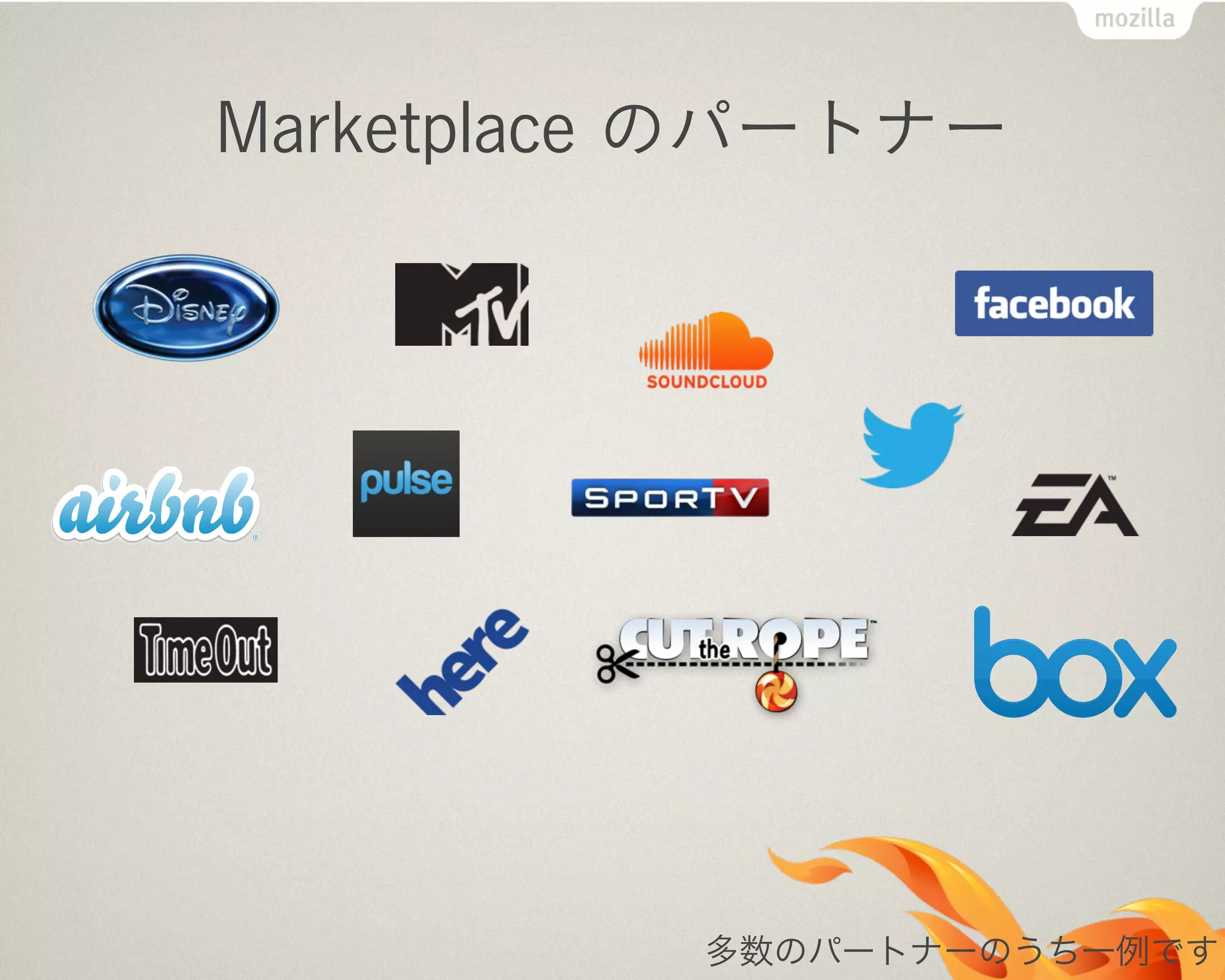 Marketplace のパートナー
多数のパートナーのうち一例です
 