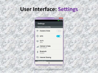 User Interface: Settings
 