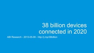 38 billion devices
connected in 2020
ABI Research - 2013-05-09 - http://j.mp/38billion

 