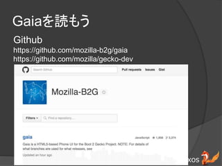 #fxos
Gaiai⤦
Github
https://github.com/mozilla-b2g/gaia
https://github.com/mozilla/gecko-dev
 